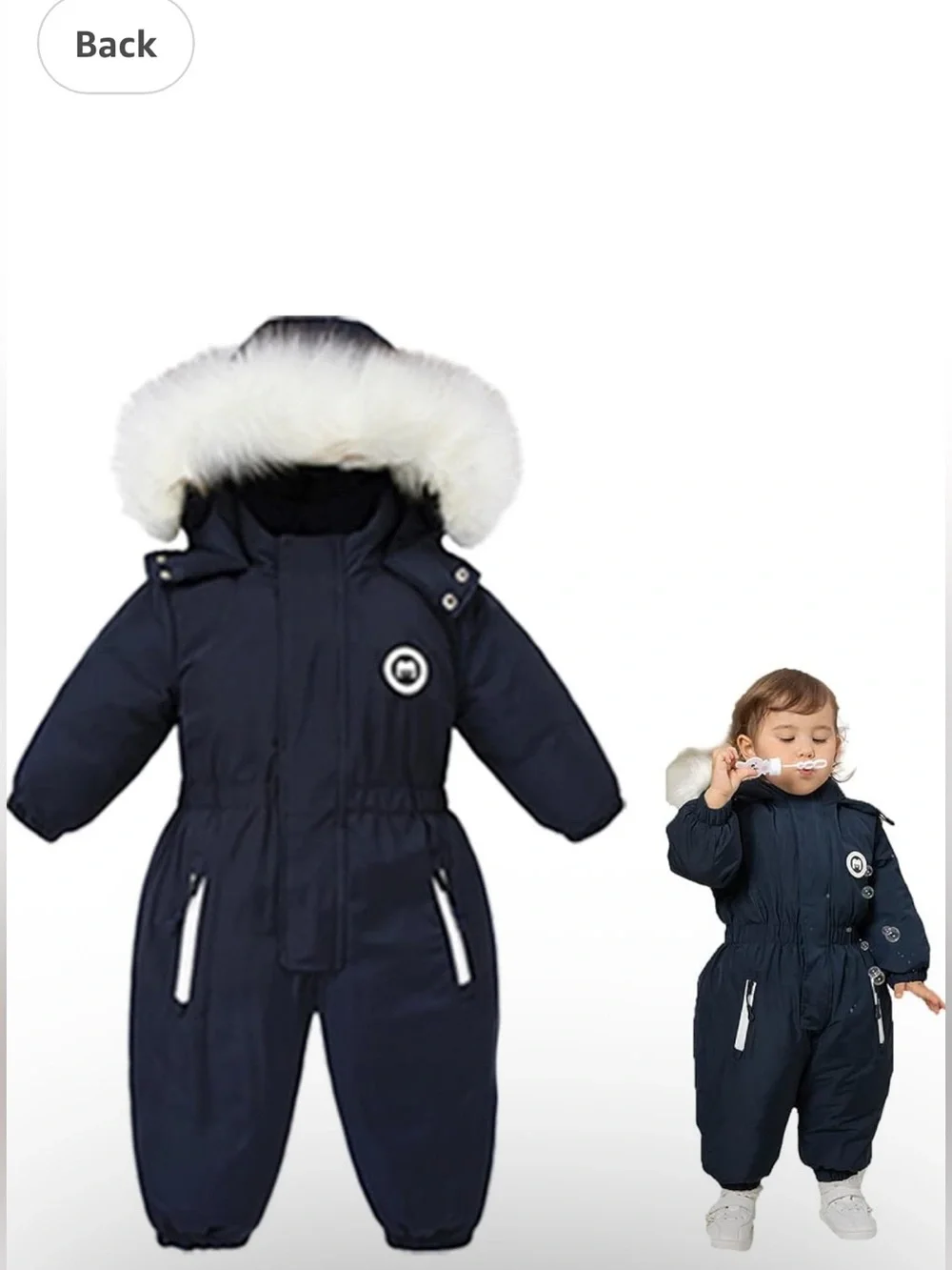 Navy Blue Toddler One Piece Snowsuit Size 2T